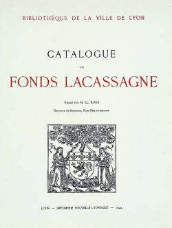 Couverture du Catalogue du Fonds Lacassagne, par Claudius Roux
