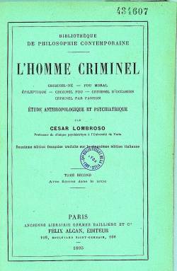 Couverture de l'Homme criminel, par Cesare Lombroso