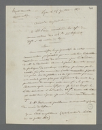 Lettre de Pierre Charnier adressée à Pain, membre de la Commission du Conservatoire des échantillons de tissus, adjoint à la mairie, au sujet de la préparation d'une collection d'échantillons de tissus destinée à la Chambre de Commerce.