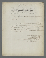 Lettre de Pierre Charnier adressée à Esant, membre du Conseil municipal de Lyon, dans laquelle il le prie de relancer le maire au sujet d'un règlement de la Commission du Conservatoire des échantillons de tissus; ses lettres successives étant restées sans réponse.
