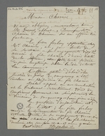 Lettre adressée à Pierre Charnier par Depassio, fabricant et chansonnier, dans laquelle il lui demande de conseiller Mme Chonin, chef d'atelier, au sujet d'un conflit qui l'oppose à son apprentie Mlle Ferlay, suivie de la réponse verbale de Pierre Charnier.