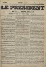 Le Président : journal napoléonien, N°, pp. 1