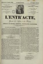 L'Entr'acte lyonnais : journal des théâtres et des salons, N°27, pp. 1
