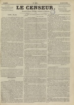 Le Censeur : journal de Lyon, politique, industriel et littéraire, N°168, pp. 1
