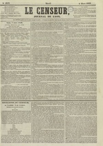 Le Censeur : journal de Lyon, politique, industriel et littéraire, N°2259, pp. 1
