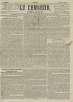 Le Censeur : journal de Lyon, politique, industriel et littéraire, N°2595, pp. 1