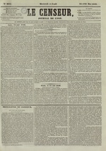 Le Censeur : journal de Lyon, politique, industriel et littéraire, N°2634, pp. 1