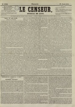 Le Censeur : journal de Lyon, politique, industriel et littéraire, N°2702, pp. 1