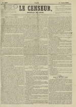 Le Censeur : journal de Lyon, politique, industriel et littéraire, N°2897, pp. 1