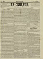 Le Censeur : journal de Lyon, politique, industriel et littéraire, N°2924, pp. 1