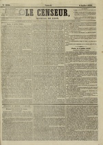Le Censeur : journal de Lyon, politique, industriel et littéraire, N°2980, pp. 1