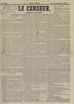Le Censeur : journal de Lyon, politique, industriel et littéraire, N°3042, pp. 1