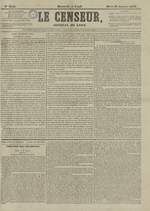 Le Censeur : journal de Lyon, politique, industriel et littéraire, N°3155, pp. 1
