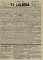 Le Censeur : journal de Lyon, politique, industriel et littéraire, N°3586, pp. 1