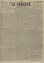 Le Censeur : journal de Lyon, politique, industriel et littéraire, N°3726, pp. 1