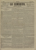 Le Censeur : journal de Lyon, politique, industriel et littéraire, N°3828, pp. 1