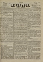 Le Censeur : journal de Lyon, politique, industriel et littéraire, N°3837, pp. 1