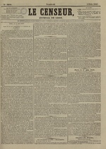 Le Censeur : journal de Lyon, politique, industriel et littéraire, N°3878, pp. 1