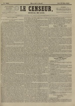 Le Censeur : journal de Lyon, politique, industriel et littéraire, N°3883, pp. 1
