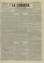 Le Censeur : journal de Lyon, politique, industriel et littéraire, N°4292, pp. 1