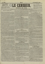 Le Censeur : journal de Lyon, politique, industriel et littéraire, N°4300, pp. 1