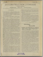 La Construction lyonnaise N°1, pp. 1