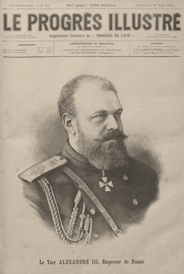 Le Tzar Alexandre III, Empereur de Russie.