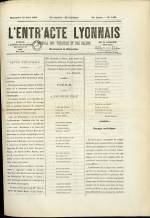 L'ENTR'ACTE LYONNAIS, Trente Quatrième Année - N°1430