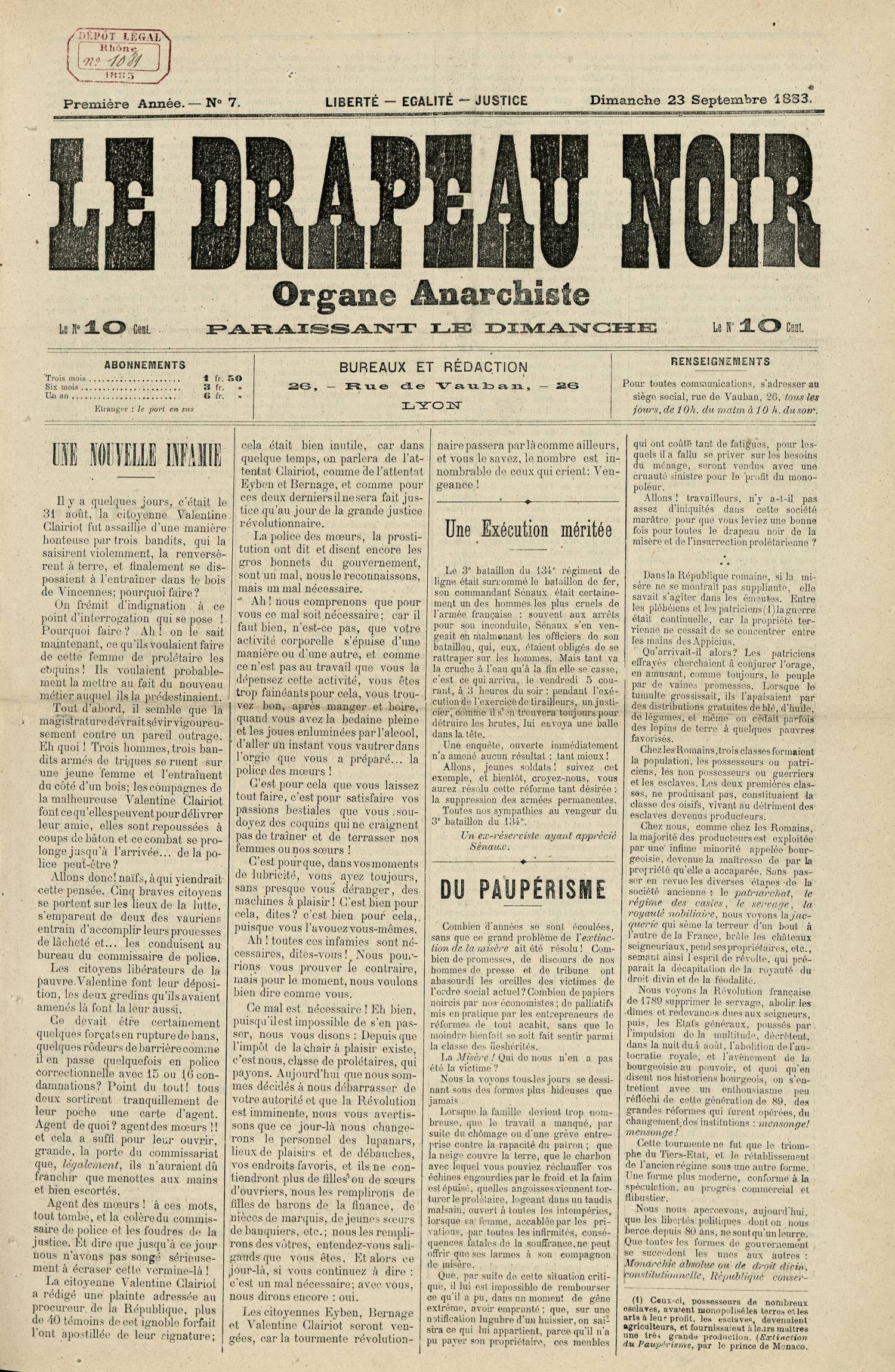 Contenu textuel de l'image : Combien d'années se sont écoulées, sans que ce grand problème de ïextinction de la misère ait été résolu! Combien de promesses, de discours de nos hommes de presse et de tribune ont abasourdi les oreilles des victimes de l'ordre social actuel? Combien de papiers noircis par nos économistes ; de palliatifs mis en pratique par les entrepreneurs de réformes de tout acabit, sans que le moindre bienfait se soit fait sentir parmi  la-classe des déshérités. 