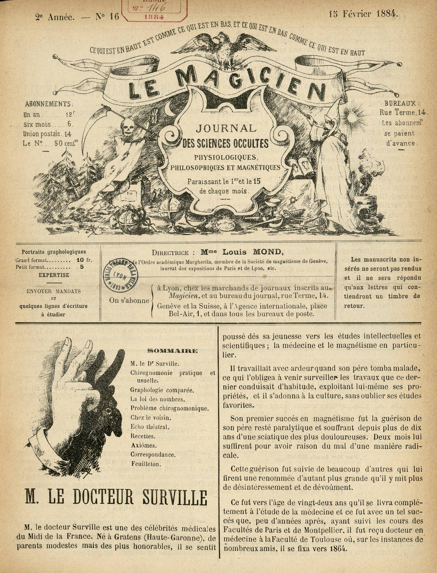 Contenu textuel de l'image : M. LE DOCTEUR SURVILLE 