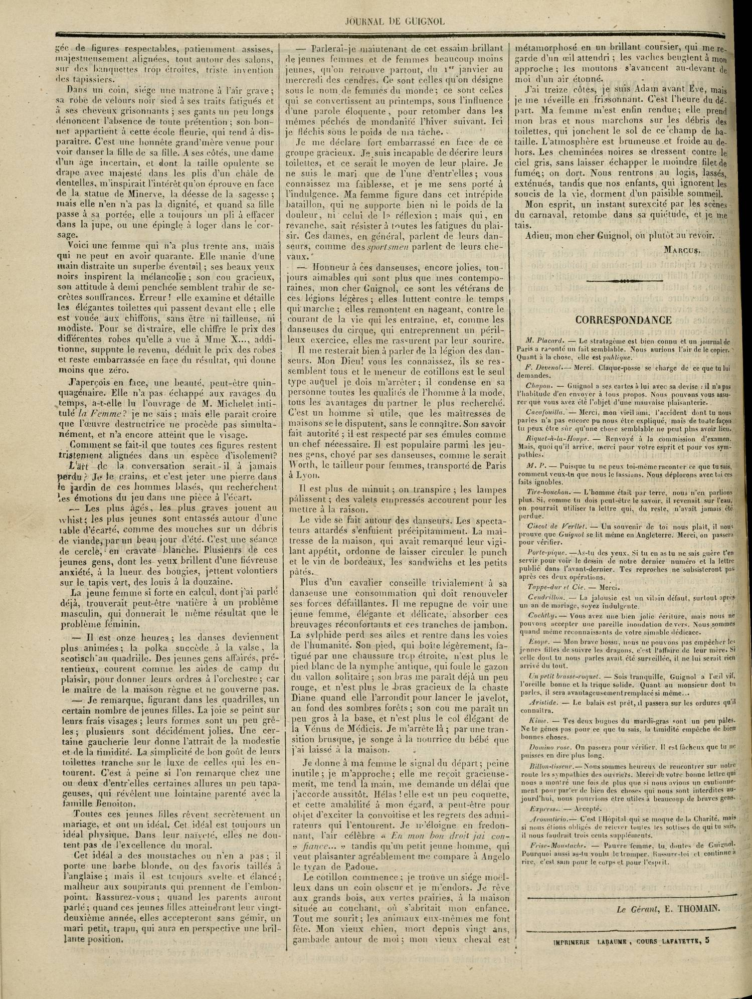 Contenu textuel de l'image : gée de ligures respectables, patiemment assises, majestueusement alignées, tout autour des salons, sur des banquettes trop étroites, triste invention des tapissiers. 