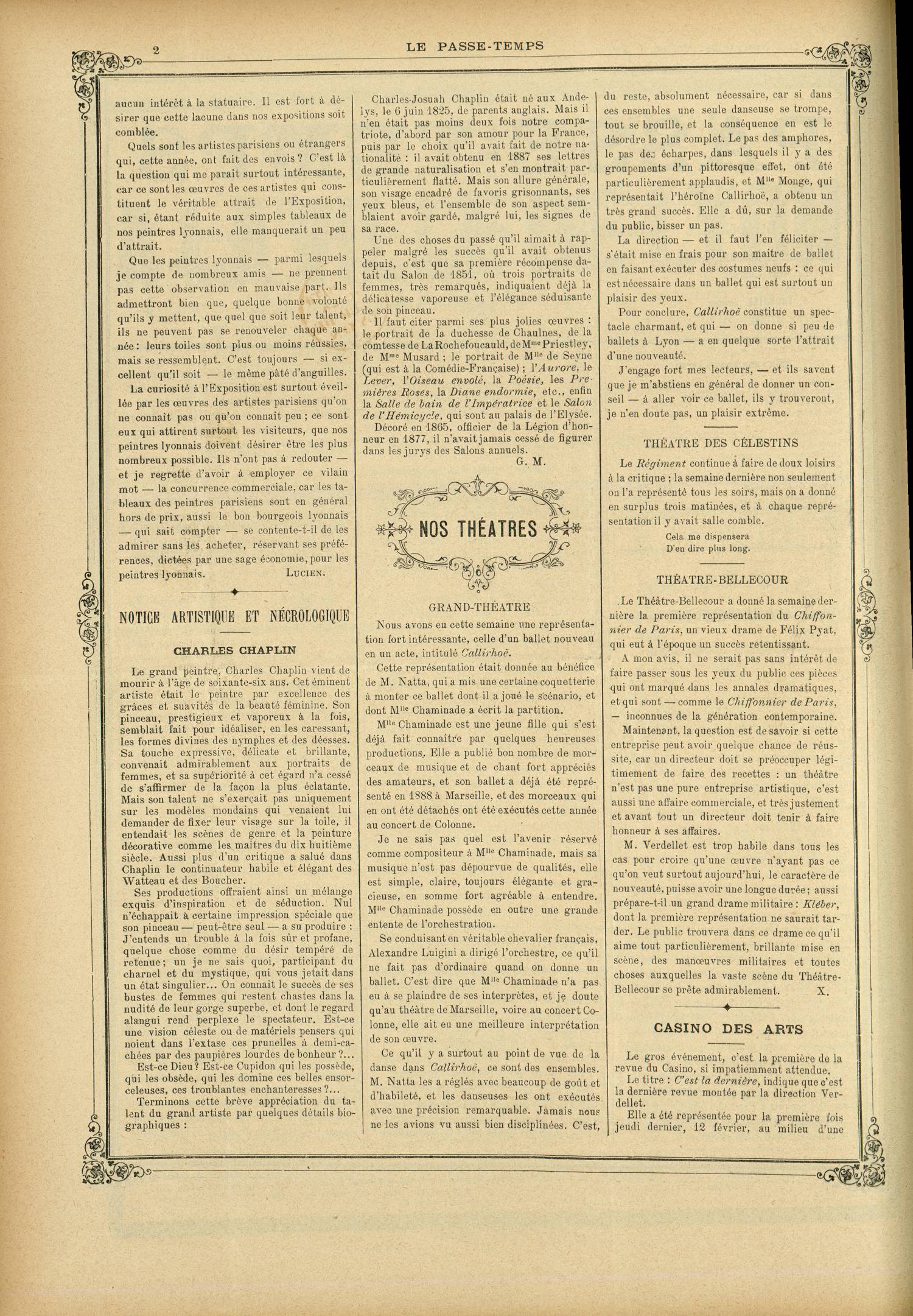 Contenu textuel de l'image : aucun intérêt à la statuaire. Il est fort à désirer que cette lacune dans nos expositions soit comblée. 